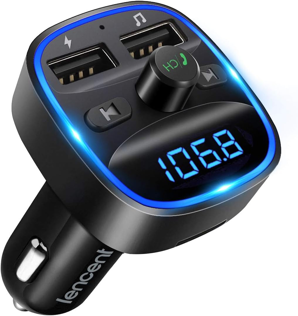 FM Transmitter, Bluetooth FM Transmitter Wireless Radio Adapter Car Kit with Dual USB Charging Car Charger MP3 Player Support TF Card & USB Disk