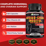 𝐌𝐲𝐨-𝐈𝐧𝐨𝐬𝐢𝐭𝐨𝐥 & 𝐃-𝐂𝐡𝐢𝐫𝐨 Inositol Blend Capsule | Most Beneficial 𝟒𝟎:𝟏 Ratio | Hormone Balance & Healthy Ovarian Support for Women | Vitamin 𝐃𝟑 | 𝟏𝟐𝟎 Inositol Supplement Caps