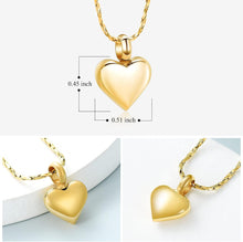 Load image into Gallery viewer, Small Heart Cremation Urn Necklace for Ashes Stainless Steel Memorial Ash Pendant Keepsake Jewelry
