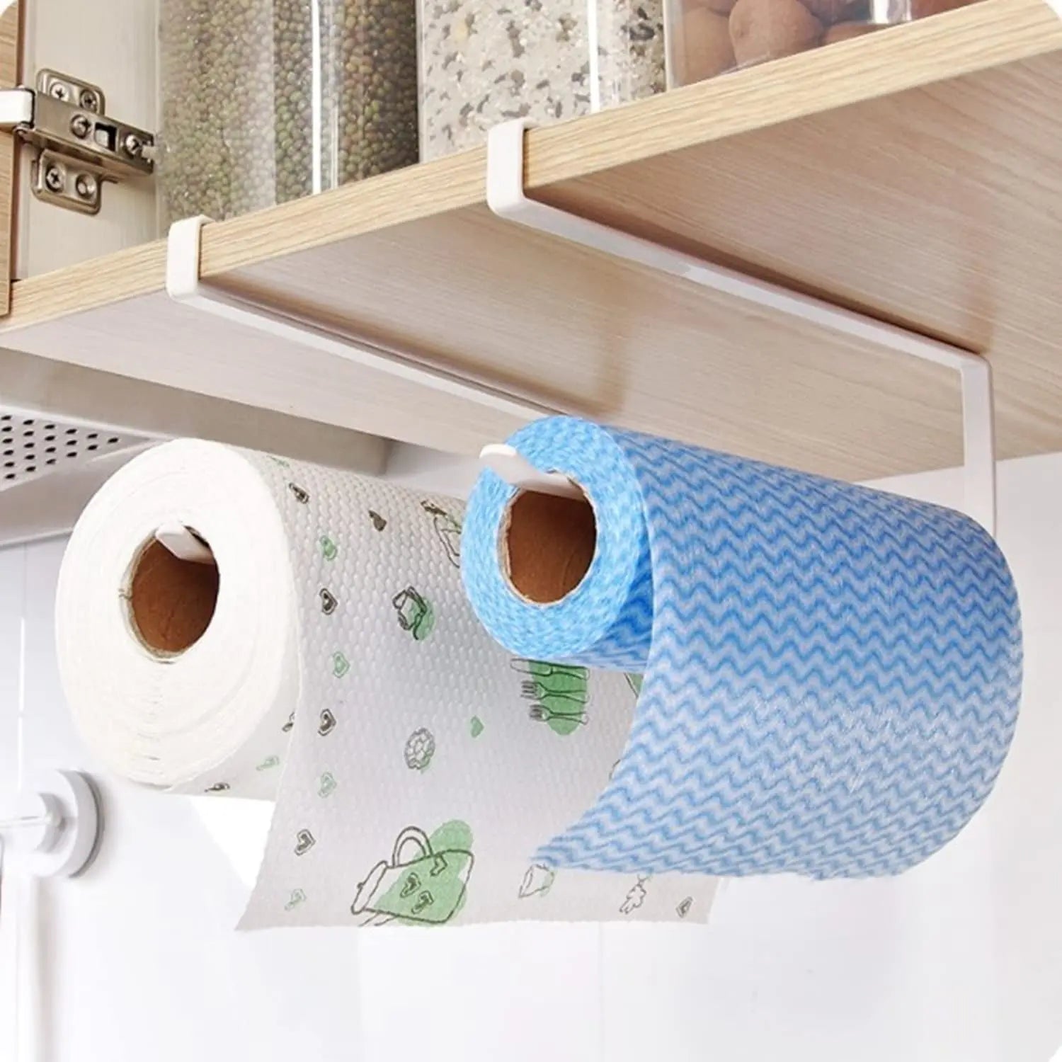 Paper Roll Holder, Paper Towel Roll Holder Dispenser Napkins Storage Rack Paper Towel Holder under Kitchen Cabinet Hanging Paper Towel Rack Hanger