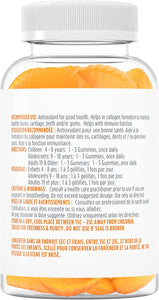 Vitamin C Gummies, (60 Count) 125MG, like Eating Fresh Oranges - Delicious Citrus Flavor, Immune Support Gummies Vitamins for Adults and Kids, Vitamin C Chewable, Vegan, Made in Canada