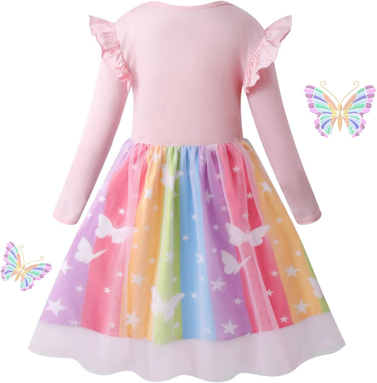 Dress for Girls, Soft Twirly Stretchy Casual Ruffle Daily Dress for Toddler/Little/Big Kid Girls Clothing 3-9T Clothes