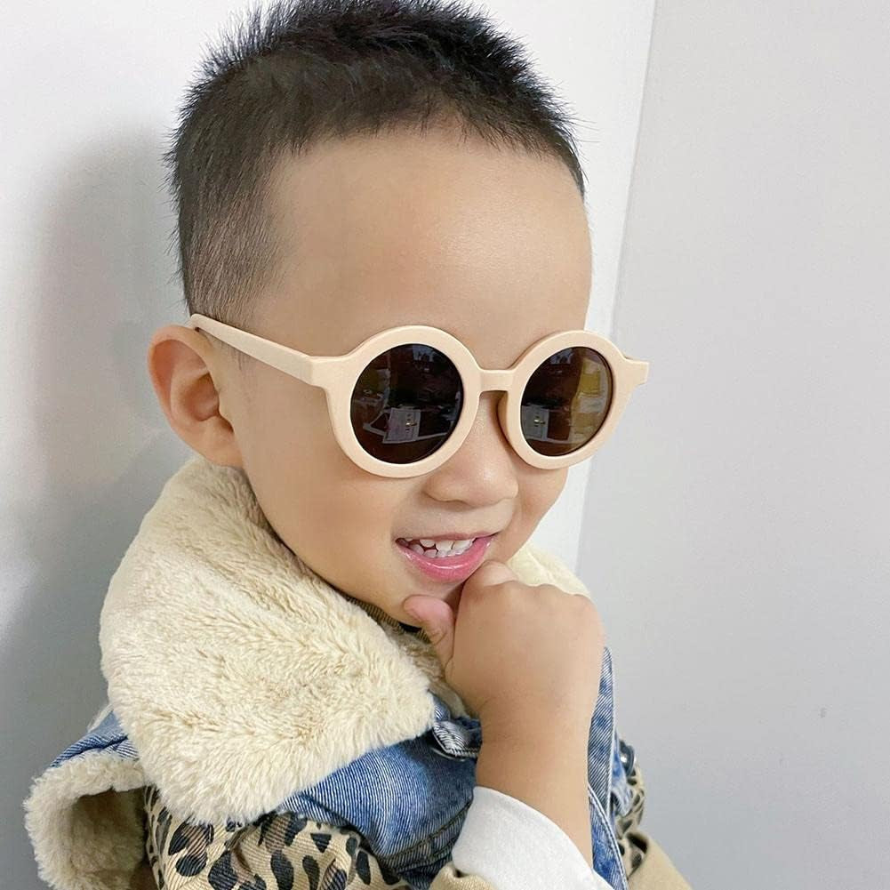 Cute round Sunglasses for Kids Toddler Boys Girls UV400 Protection Eyewear Summer Outdoor Sports Beach Holiday, Age 3-10