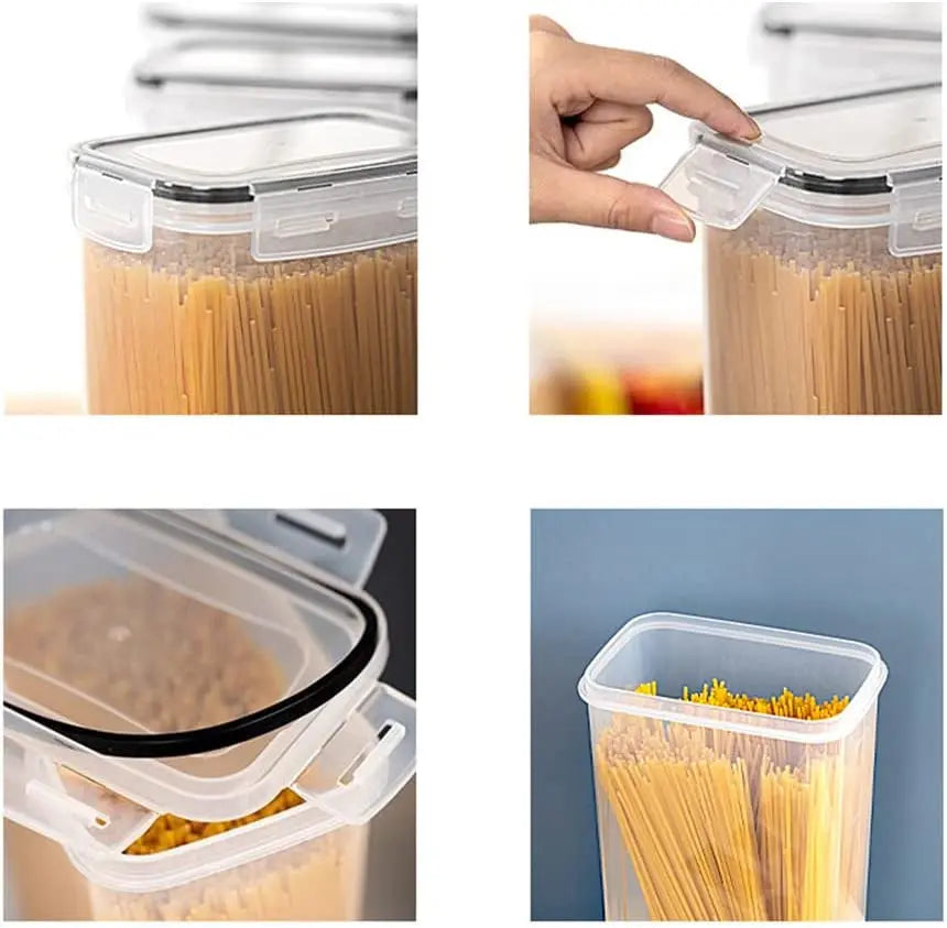 Pantry Storage Containers Set of 8, Airtight Food Storage Container, Clear Plastic Kitchen Canisters with Lids, Stackable Kitchen Space Saving Organiser for Flour, Sugar,Snack - Clear