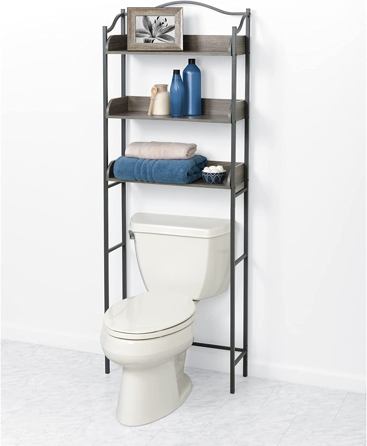 3-Tier Over-The-Toilet Bathroom, Driftwood Gray/Pewter Spacesavers