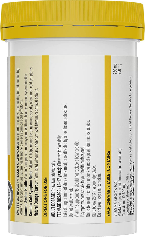 Ultiboost Vitamin C Chewable | Suppots Immune System Health | 110 Tablets