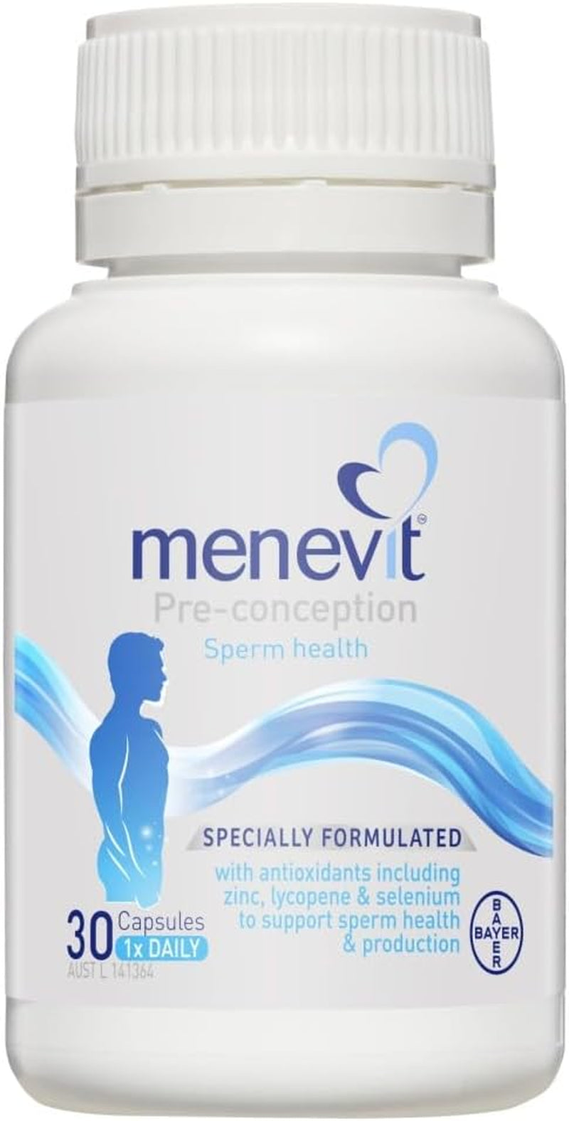 Menevit Pre-Conception Sperm Health Male Fertility Supplement to Promote Sperm Health and Chances of Conception, 30 Capsules