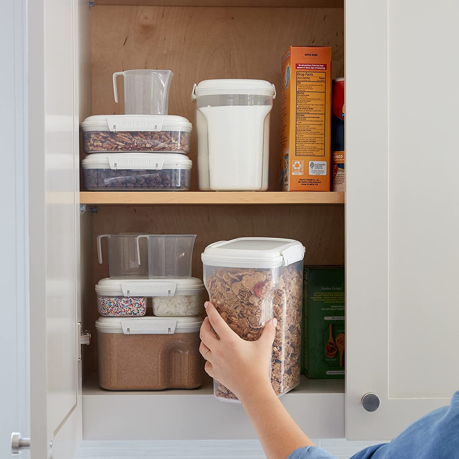 82004 Bake It Pantry Set 5 Food Storage Containers with Lids 2 Cups for Baking Bpa-Free for Cereal, Flour, Pasta and More