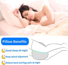 Load image into Gallery viewer, Knee Pillow for Side Sleepers with Elastic Strap, Memory Foam Leg Pillow, Ideal for Spine Alignment, Hip, Back &amp; Joint Pain Relief - for Better Sleeping with Breathable &amp; Washable Cover
