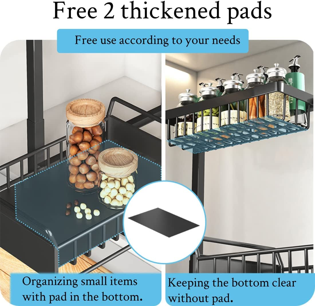 2 Pack under Sink Organiser,2-Tier Pull-Out under Cabinet Storage，Multi-Use for Kitchen Bathroom Organizers and Storage