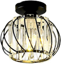 Load image into Gallery viewer, Modern Crystal Ceiling Light Lamp LED Semi Flush Mount Pendant Light Fixture, Black
