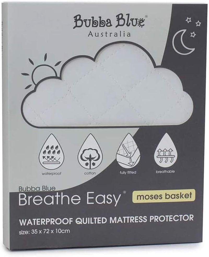 Breathe Easy Waterproof Quilted Moses Basket Mattress Protector, White