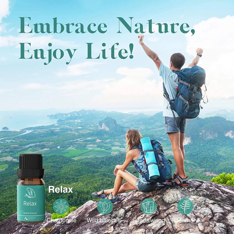 Essential Oils Blends Well-Being Gift Set of 6 X 10Ml Theraputic Grade Aromatherapy Oils for Sleep, Breathe, Calm, Stress&Anxiety Relief, Immune Defence, Happy Ideal for Diffusers Humidifiers