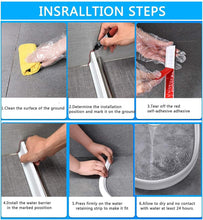 Load image into Gallery viewer, Collapsible Shower Water Dam Threshold Bathroom Water Stopper Flood Barrier Silicone Water Dam inside Dry and Wet Separation for Sink or Shower with Magnetic Strip,160Cm
