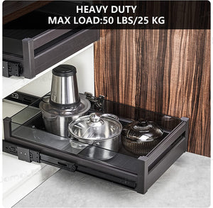 Pull Out Cabinet Organizer Slide Out Pantry Shelves Heavy Duty Roll Out Sliding Tray for Cabinet Full Extension Kitchen Sliding Drawer Storage with Dividers 14 Inch Wide × 21 Inch Deep