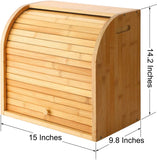 Bread Box, 2 Layer Bamboo Bread Boxes for Kitchen Food Storage, Large Capacity Bread Keeper Roll Top with Removable Layer, 15" X 9.8" X 14.2", 15 Mm Thickness (Self-Assembly)