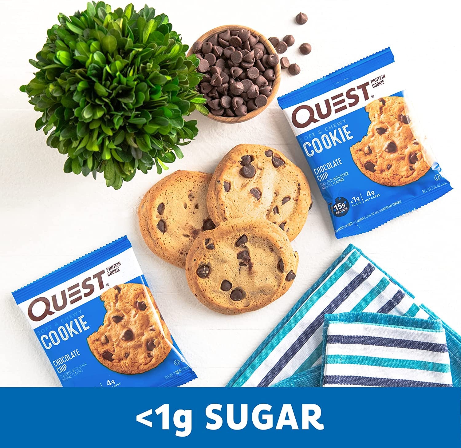Chocolate Chip Protein Cookie, Keto Friendly, High Protein, Low Carb, 12 Count