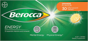 Energy Vitamin with 12 Essential Vitamins and Minerals to Help Support Physical Energy and Mental Sharpness, Orange Flavour, 30 Effervescent Tablets