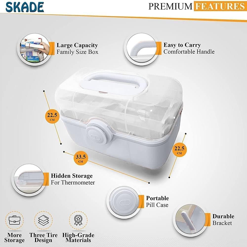 Medicine Storage Box and Plastic Storage Box, Multipurpose Organizer and Storage Case for Art Craft and Cosmetic,Hobby Accessories, Bathroom Cosmetics, and Toiletries