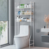 Over the Toilet Storage, 3-Tier Bathroom Rack for Space Saver,Heavy Duty Corner Stand Storage Organizer Accessories Sturdy Anti-Tilt Adjustable Bathroom Cabinet with 2 Baskets (White, 3-Tier)