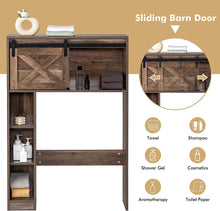 Load image into Gallery viewer, over the Toilet Storage Cabinet, Freestanding Bathroom Organizer with Sliding Barn Door &amp; Storage Shelves, Multifunctional Bathroom Toilet Rack for Bathroom Restroom Laundry, Brown
