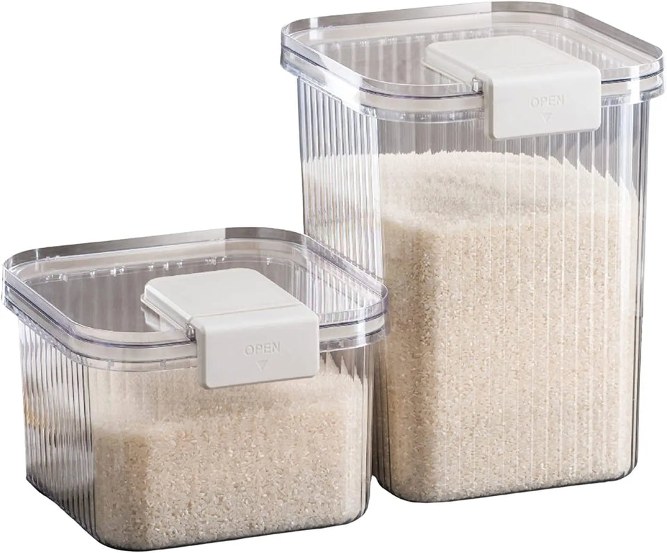 ™ 5 Piece Container Set, Large Airtight Food Storage Container Set of Two, 10KG and 5KG Storage Container Comes with Scoop and 3 Containers for Kitchen and Pantry Organiser