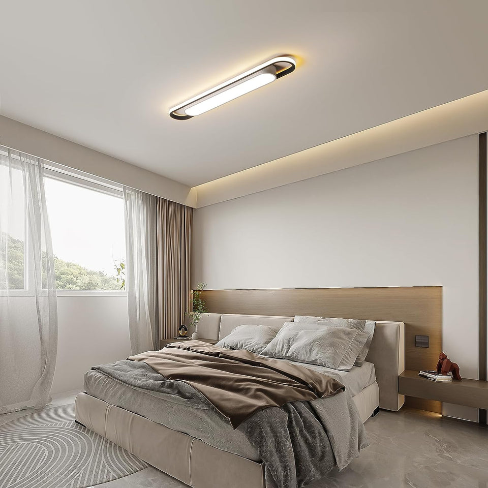 Modern LED Ceiling Light,28.3" Flush Mount Ceiling Lamp,50W Dimmable Metal Ceiling Chandelier Lighting Fixture for Living Room Bedroom Dining Room Office Hallway Aisle