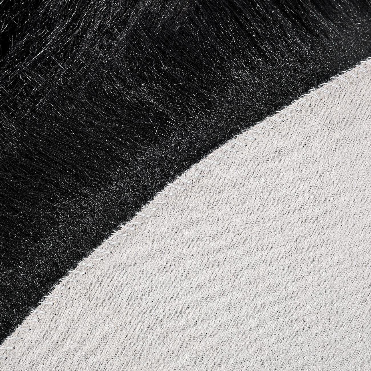 Soft Fluffy Rug Faux Sheepskin Fur Area Rug Shaggy Couch Cover Seat Cushion Furry Carpet beside Rugs for Bedroom Floor Sofa Living Room Runner, 60X180Cm (Black)
