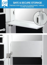 Load image into Gallery viewer, Dual Use Wall Mounted Hang over Mirror Jewellery Cabinet LED Light White
