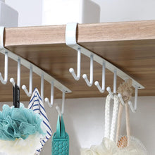 Load image into Gallery viewer, 2Pack under Cabinet 6-Mug Hooks under Shelf, Multi-Function Cup Mug Holder for Kitchen under the Closet Hanging Organizer Hooks, Kitchen Storage Rack Hooks Utensil for Mug Cabinet Shelves White
