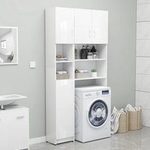 Load image into Gallery viewer, Bathroom Cabinet Home Laundry Room Rack Washroom Organiser Cupboard Storage Cabinet Furniture High Gloss White Engineered Wood

