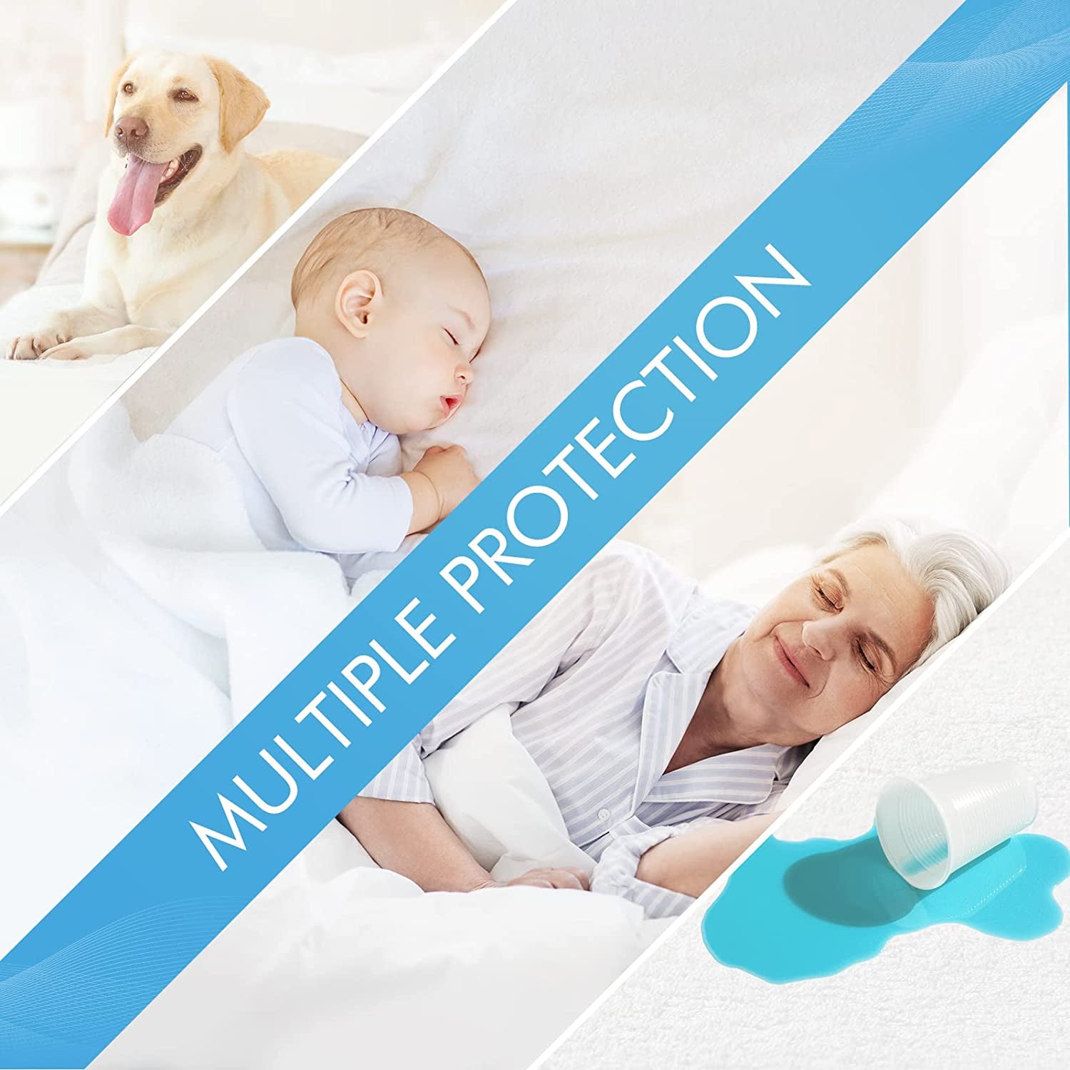 Queen Mattress Protector, Waterproof Mattress Cover, Cooling Bed Cover with Breathable Cotton Terry Surface, Vinyl Free and Fitted Sheet Style Pad Fits up to 18", Machine Washable, 60" X 80"