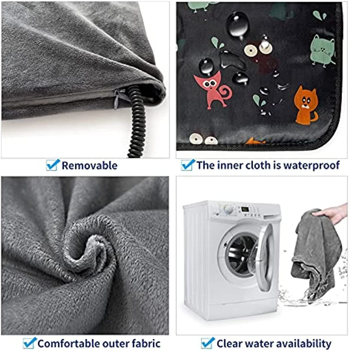 Pet Heating Pad AU Plug, Electric Heating Mat for Dogs Cats 45 X 45 Cm with 4 Timer and 9 Temperature Levels Electric Blanket Chew Resistant Cable and Removable Crystal Velvet Cover