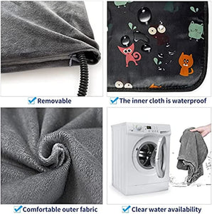 Pet Heating Pad AU Plug, Electric Heating Mat for Dogs Cats 45 X 45 Cm with 4 Timer and 9 Temperature Levels Electric Blanket Chew Resistant Cable and Removable Crystal Velvet Cover