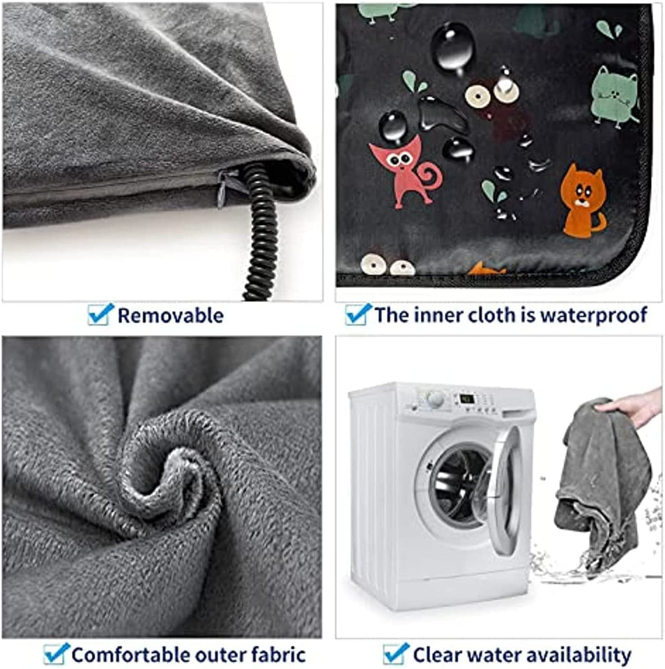 Pet Heating Pad AU Plug, Electric Heating Mat for Dogs Cats 45 X 45 Cm with 4 Timer and 9 Temperature Levels Electric Blanket Chew Resistant Cable and Removable Crystal Velvet Cover