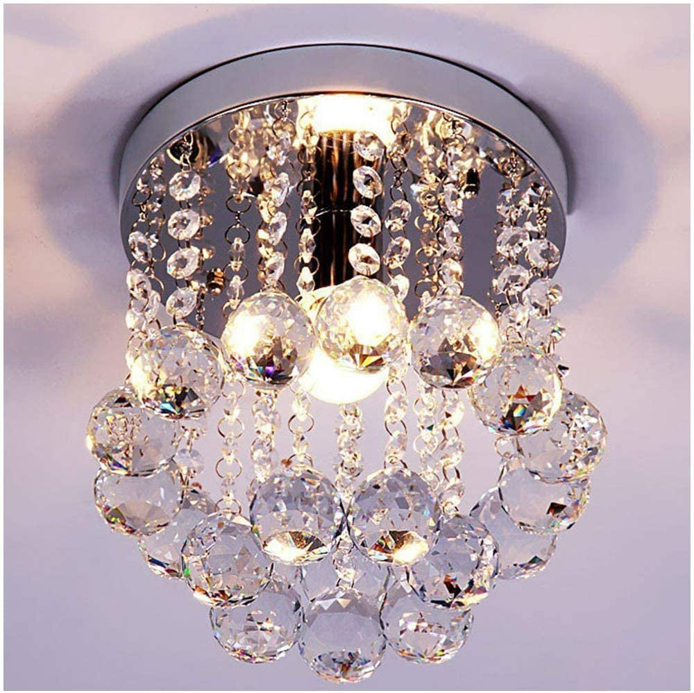 Modern Mini Led Chandelier Semi Flush Mount Crystal 3 Colors Adjustable Lighting Kitchen Light Fixtures Crystal Ceiling Lamp Modern Decor for Bedrooms Dinning Rooms Hallway Kids Room