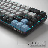 Portable 60% Mechanical Gaming Keyboard,  Mk-Box LED Backlit Compact 68 Keys Mini Wired Office Keyboard with Blue Switch for Windows Laptop PC Mac - Grey/Black