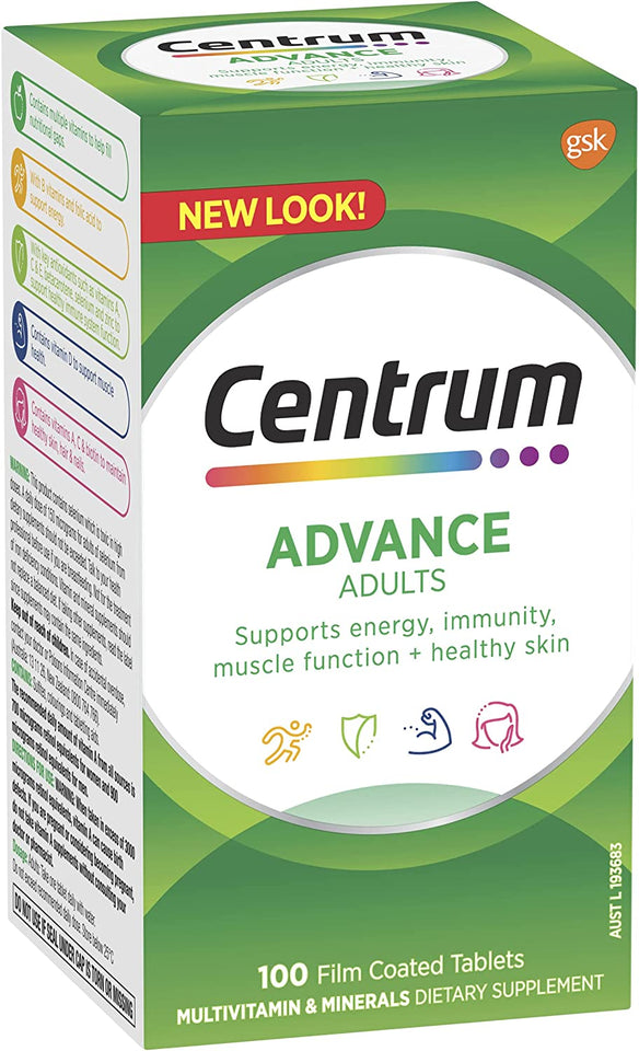 Advance, Multivitamin with Vitamins & Minerals to Support Energy, Immunity, Muscle Function & Healthy Skin, 100 Tablets