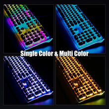 Load image into Gallery viewer, Typewriter Style Retro Mechanical Gaming Keyboard Wired with True RGB Backlit Collapsible Wrist Rest 108-Key Blue Switch round Keycap - Black
