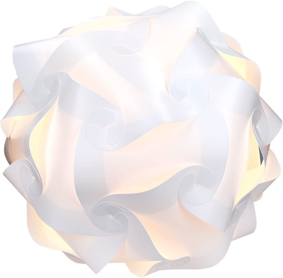 DIY Puzzle Lamp Shade - Modern IQ Jigsaw Light in 30 Pieces Min. 15 Different Designs - Diameter Approx. 15.7 In/40 Cm - White in Size XL