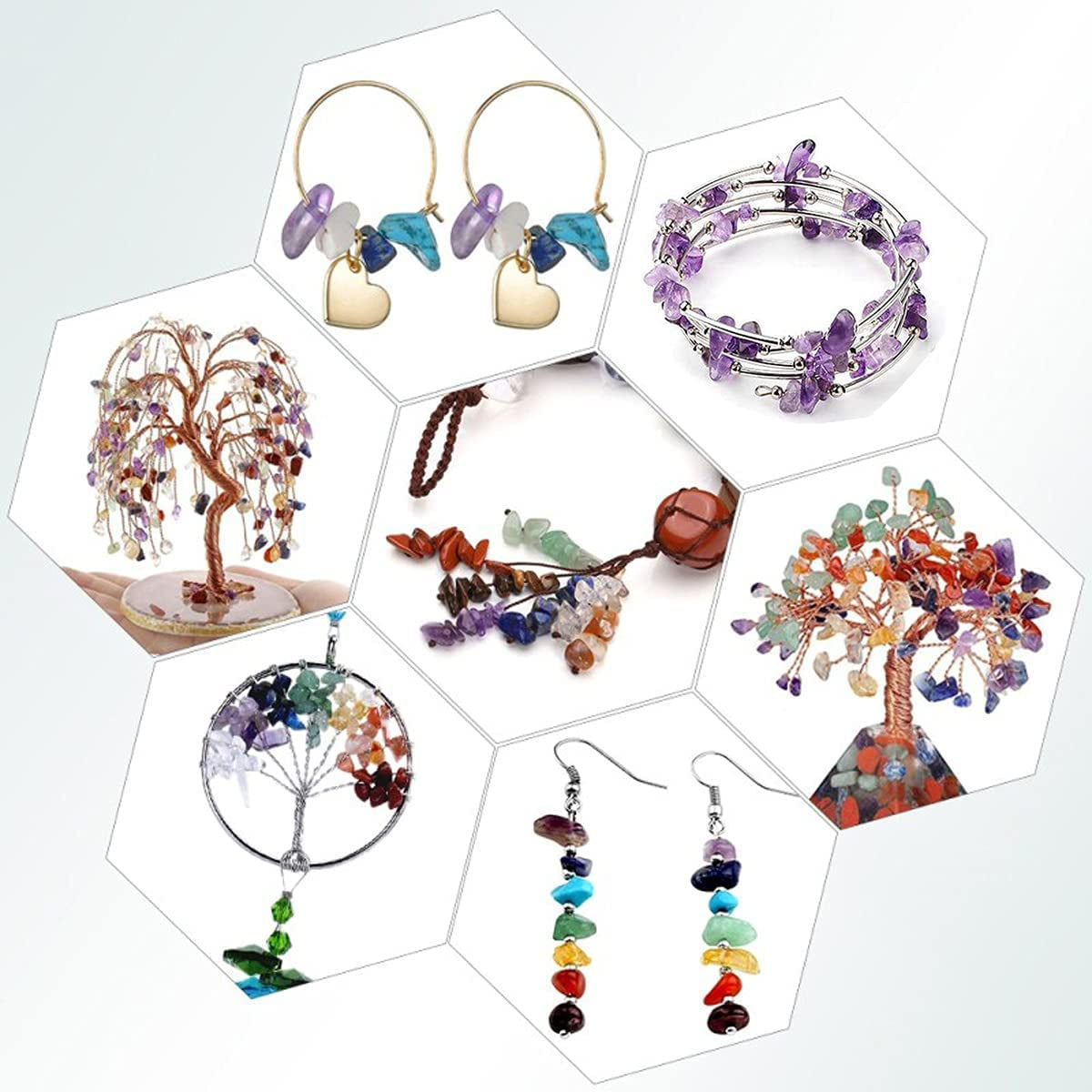 Gemstone Beads Kit 960 Pcs Crystal Jewellery Making Kit 15 Colors Irregular Natural Chips Stone Beads with Earring Hooks, Jump Rings, Pendants Charms for Earring, Necklace, Bracelet and Jewelry Making