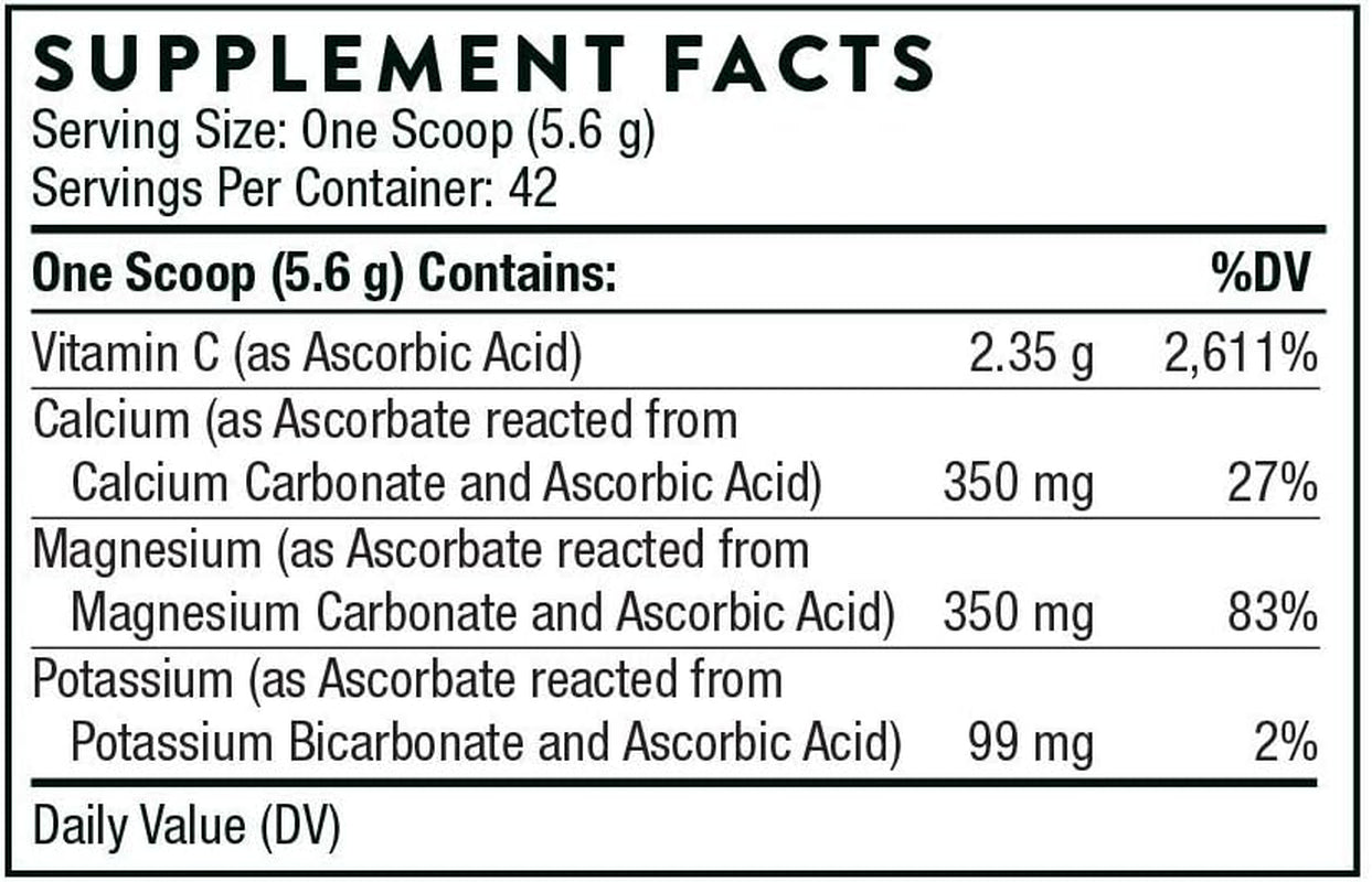 - Buffered C Powder - Vitamin C Supplement with Calcium, Magnesium, and Potassium - 240Ml (231 G)