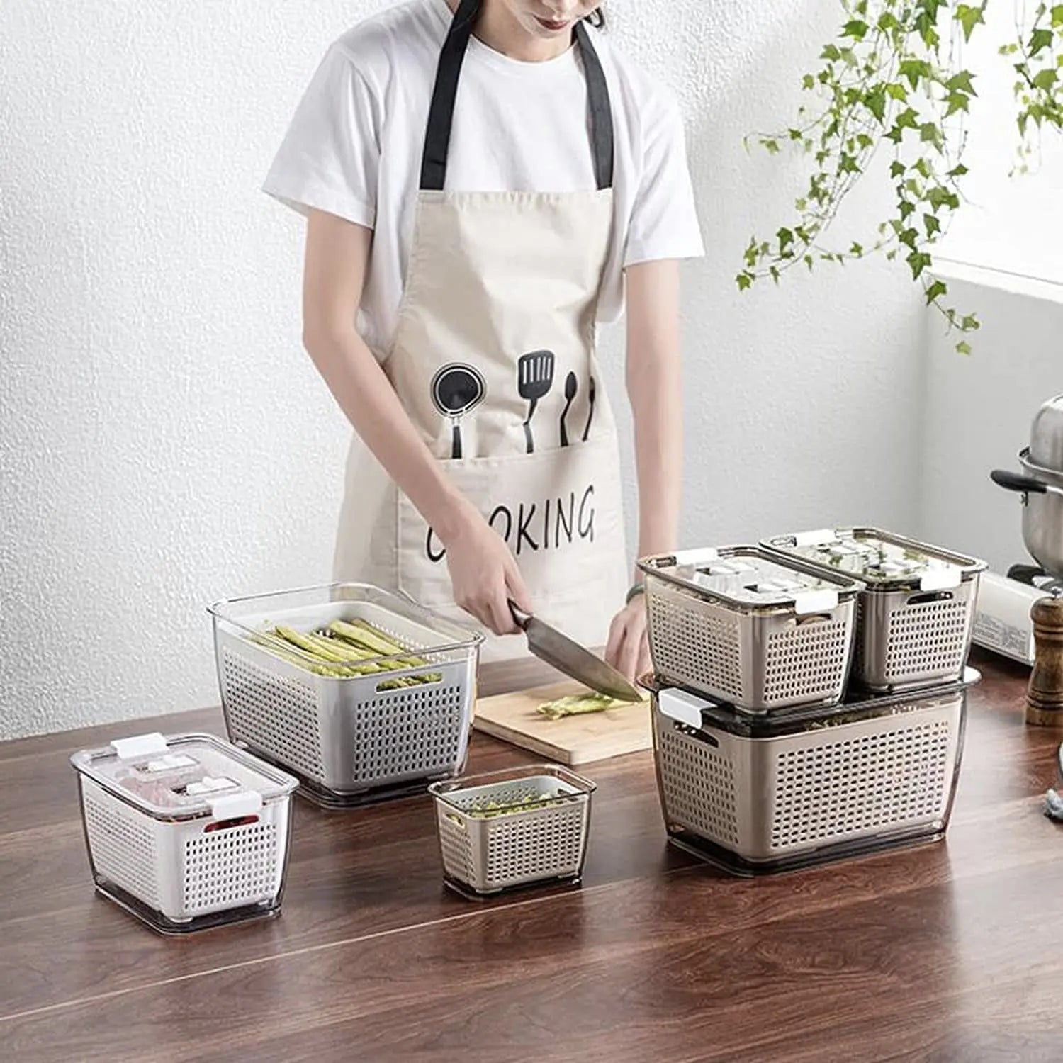 3PACK Fresh Container,Vegetable and Fruit Storage Containers for Fridge Organizer Produce Saver Containers for Refrigerator Lettuce Berry Salad Cabbage Keeper Bpa-Free Kitchen Organization with Lids and Air Vents