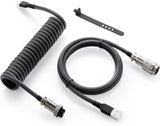 Pro Custom Coiled USB C Cable for Gaming Keyboard, Double-Sleeved Mechanical Keyboard Cable with Detachable Metal Aviator, 1.5M USB-C to USB-A, Carbon Black Color