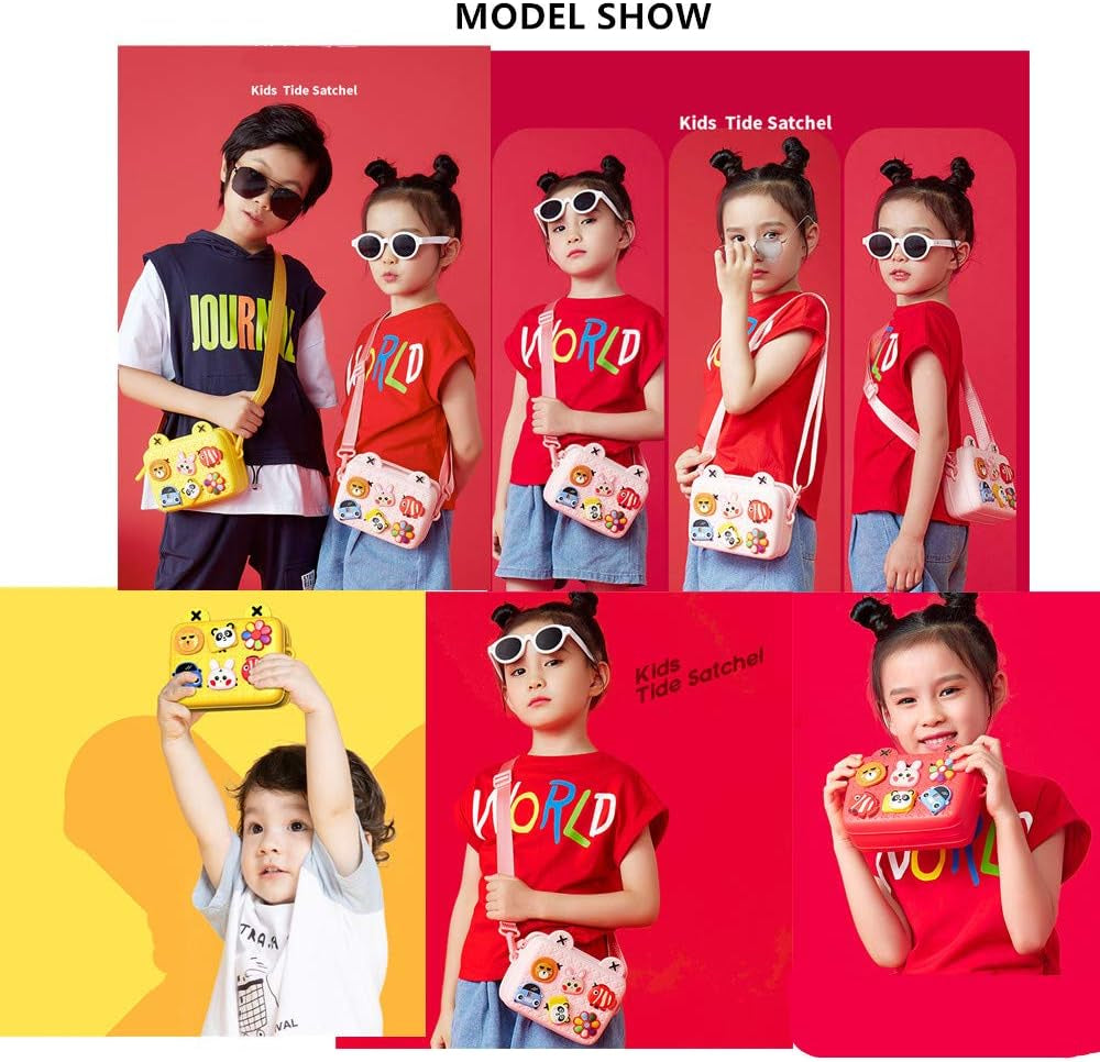 Kids Crossbody Toddler Purse Cute Shoulder Messenger Bags Children Handbag for Boys Girls Removable DIY Cartoon Deco