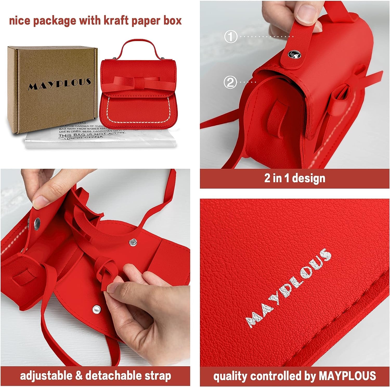 Girls Mini Shoulder Bag Little Girls Handbag with Bow Knot Mini Flap Bag Purse Small Wallet Bag Crossbody Bag for Girls Kids Toddler Age 2-5 Years Old Height 80-110Cm/31.5"-43.3"