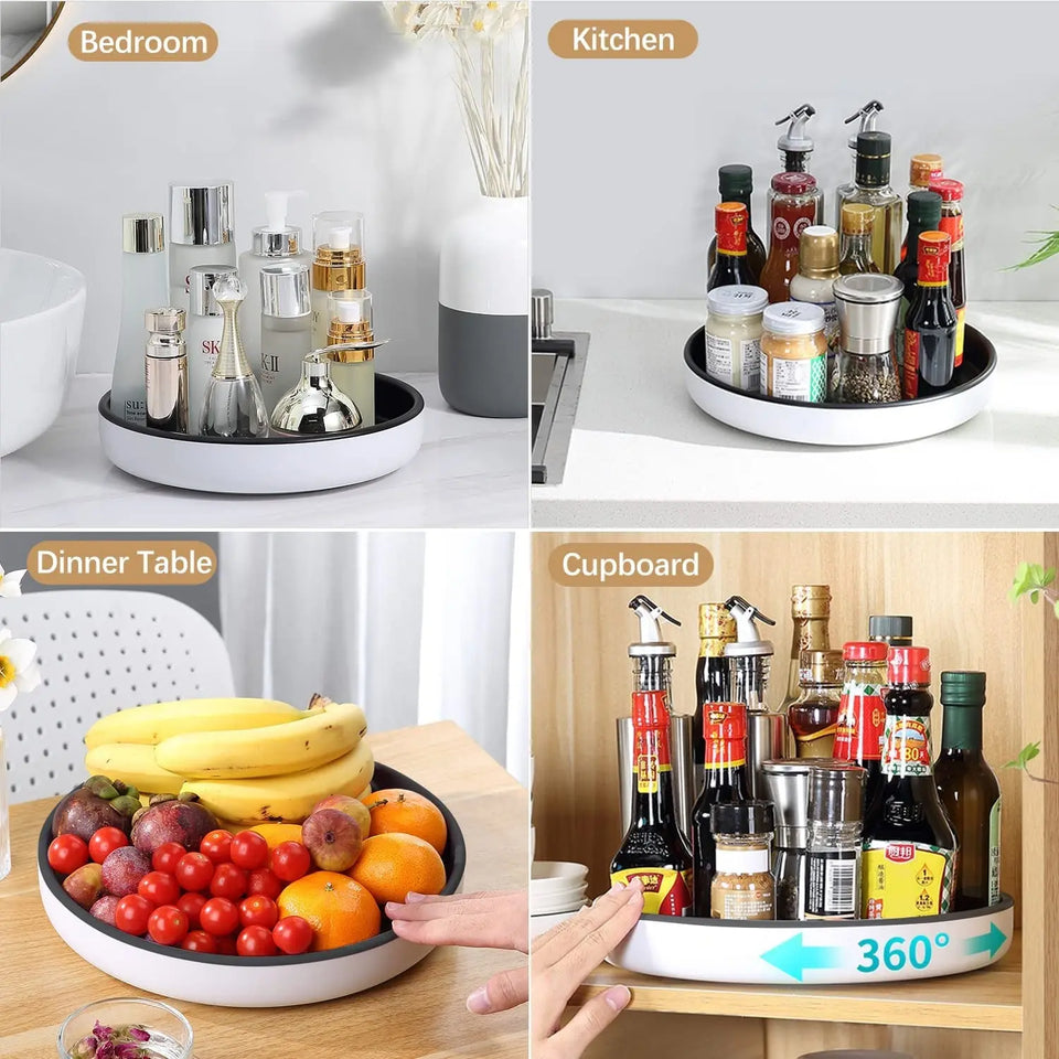 Lazy Susan Turnable 30Cm / 11.8In Large Lazy Susan Organiser for Pantry Storage Rustproof Black 360° Spice Rack for Kitchen Countertop