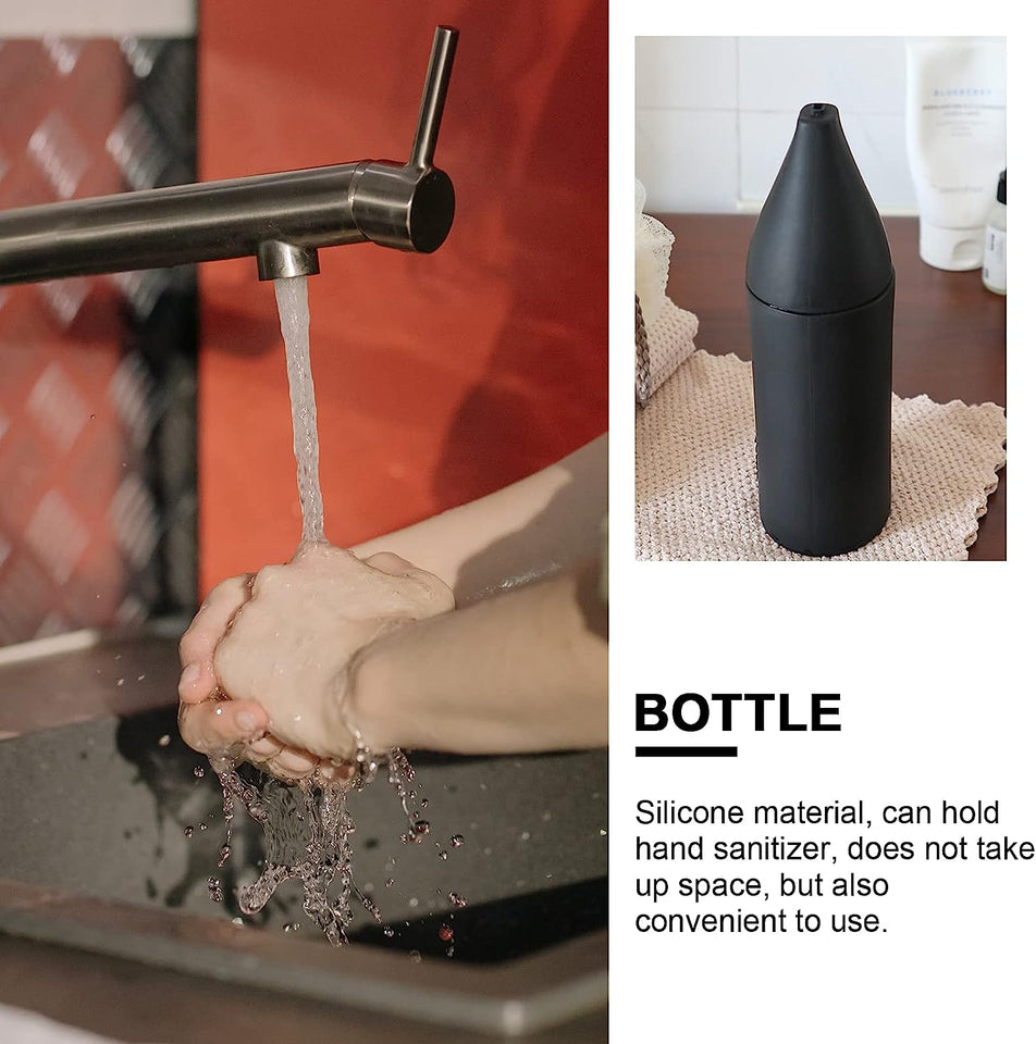 Travel Toiletries Containers Empty Silicone Bottle Squeeze Dispenser Refillable Bottle Dish Washing Detergent Hand Soap (Black) Travel Lotion Container