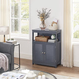 Bathroom Storage Floor Cabinet, Free Standing with Double Shutter Doors and Adjustable Shelf, Gray BBC040G01