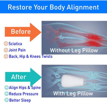 Load image into Gallery viewer, Knee Pillow for Side Sleepers with Elastic Strap, Memory Foam Leg Pillow, Ideal for Spine Alignment, Hip, Back &amp; Joint Pain Relief - for Better Sleeping with Breathable &amp; Washable Cover
